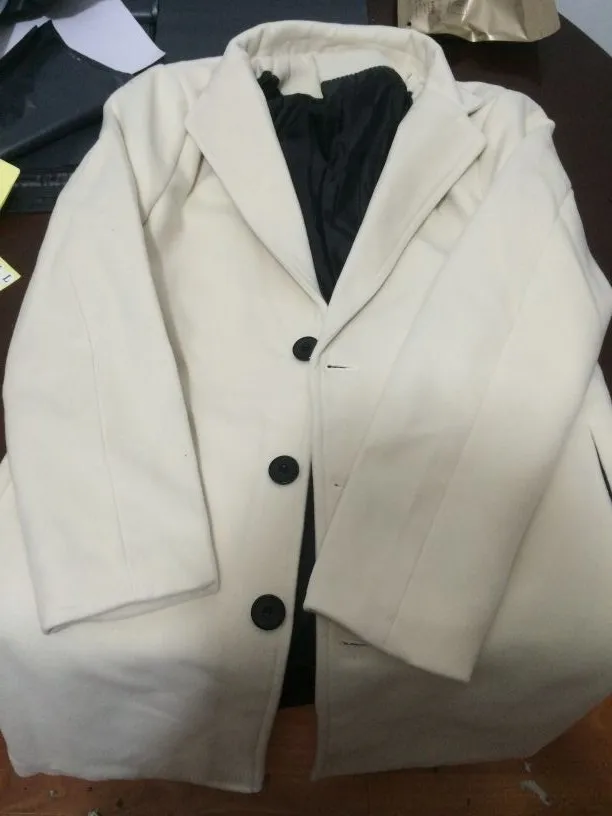 

New fashion classic men's windbreaker jacket solid color single-breasted Slim long woolen coat 5XL large size men's jacket