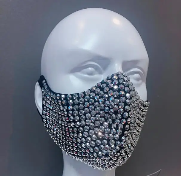 Nightclub Dance Mask Rhinestone Cover Mouthmask DJ Shiny Singer | Accessories