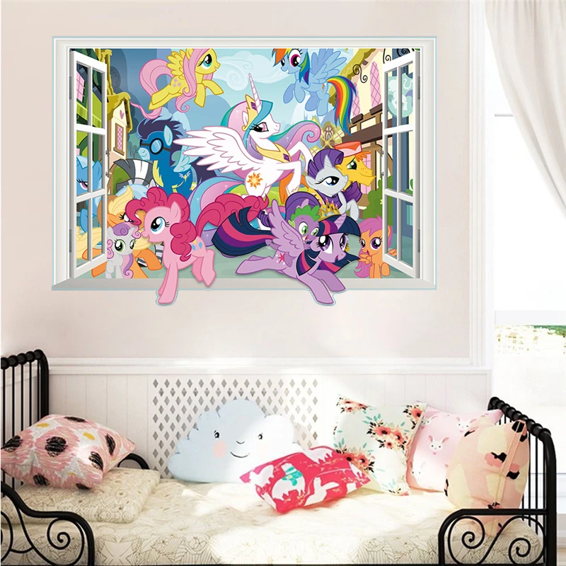

Lovely Unicorns Wall Stickers For Home Decoration Kids Room Mural Art 3d Movie Posters Cartoon My Little Pony Wall Decals