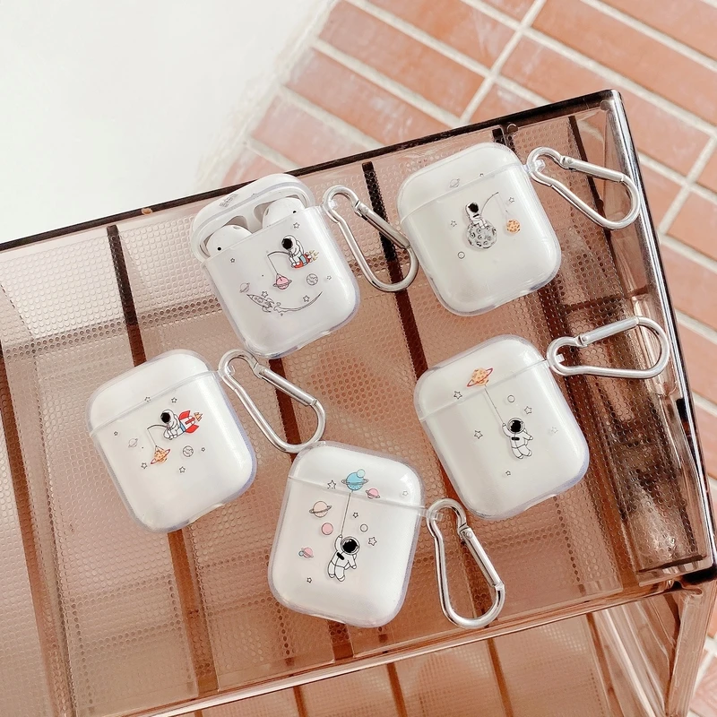 

Cute Cartoon Astronaut Cases For AirPods 1 2 Pro Case Transparent Soft TPU Cute Bluetooth Earphone Charging Box For Air Pods 1 3