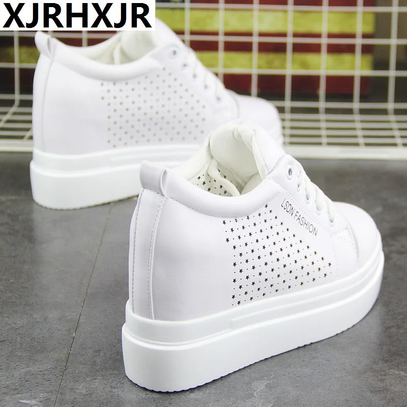 Кроссовки женские на скрытой танкетке 8 см повседневная обувь высокой платформе