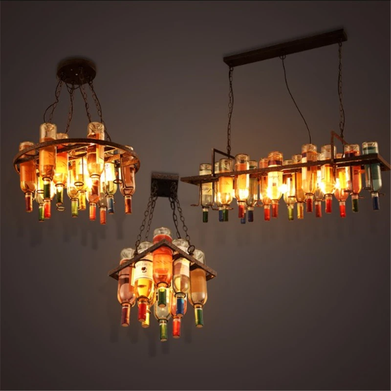 Винтажные подвесные лампы в стиле лофт|lighting dining room|dining roomwine bottle pendant light |