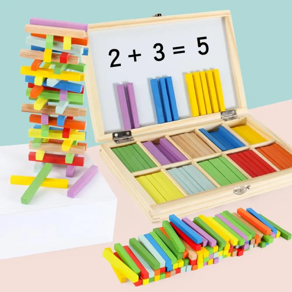 

Kids Rectangle Wooden Math Arithmetic Sticks Building Blocks Puzzle Education Toy Improve computing power Develop Toys