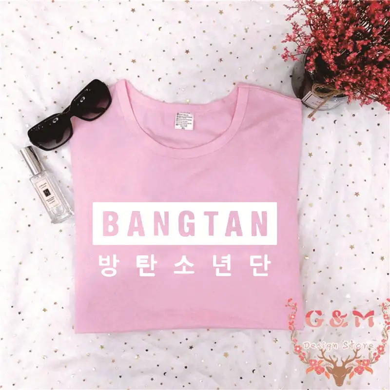 В стиле группы Bangtan Boys 방letter Letter Письмо печати Харадзюку Kpop корейский стиль Женская футболка мода короткий рукав хлопок женские летние топы