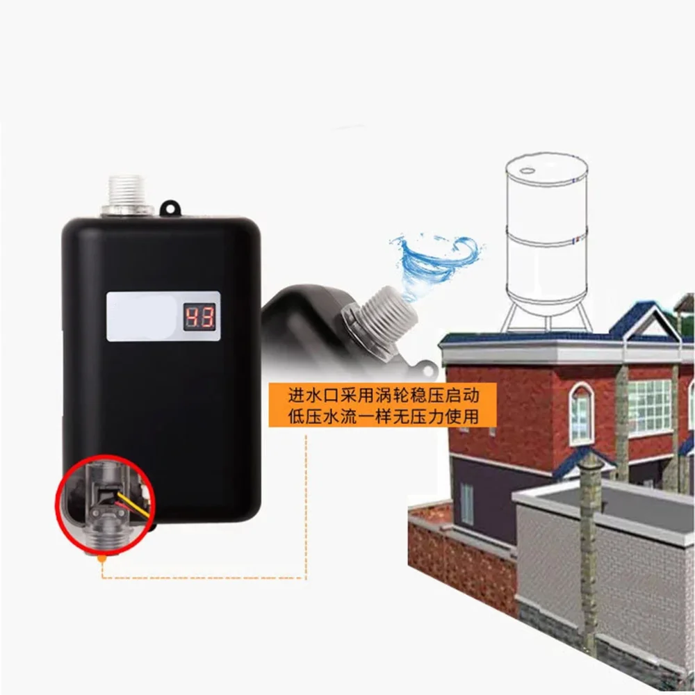 

Miniature Electric Digital Display Water Heater Electric Water Heat Tap for Kitchen Sink Basin Bathroom (Black