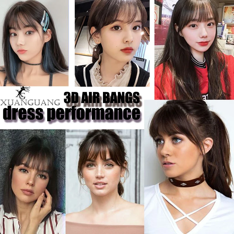 XUANGUANG накладные волосы и парики челки гораздо больше натуральные ручная работа 3D