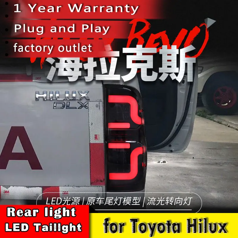 Car Applicable to For Toyota hailax 2015-2019 tail lamp Hilux Vigo modified led running light and running water steering light