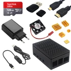 Пластиковый корпус для Raspberry Pi 4 ABS чехол адаптер питания охлаждающий вентилятор с радиатором считыватель видео кабель опционально для Raspberry Pi 4B