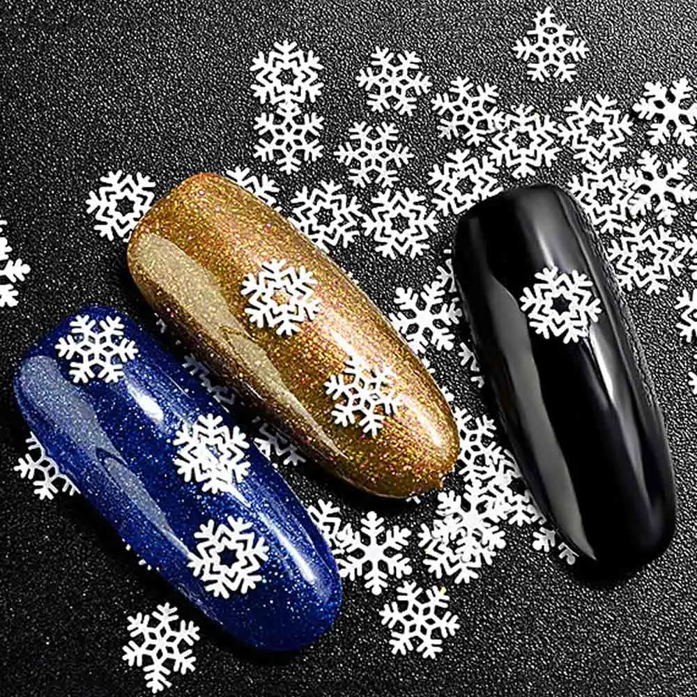1 Bottle Christmas Nail Art DIY Snowflakes Metal Sequins Winter Snow Iridescent Flakes Decorations For Nails | Красота и здоровье