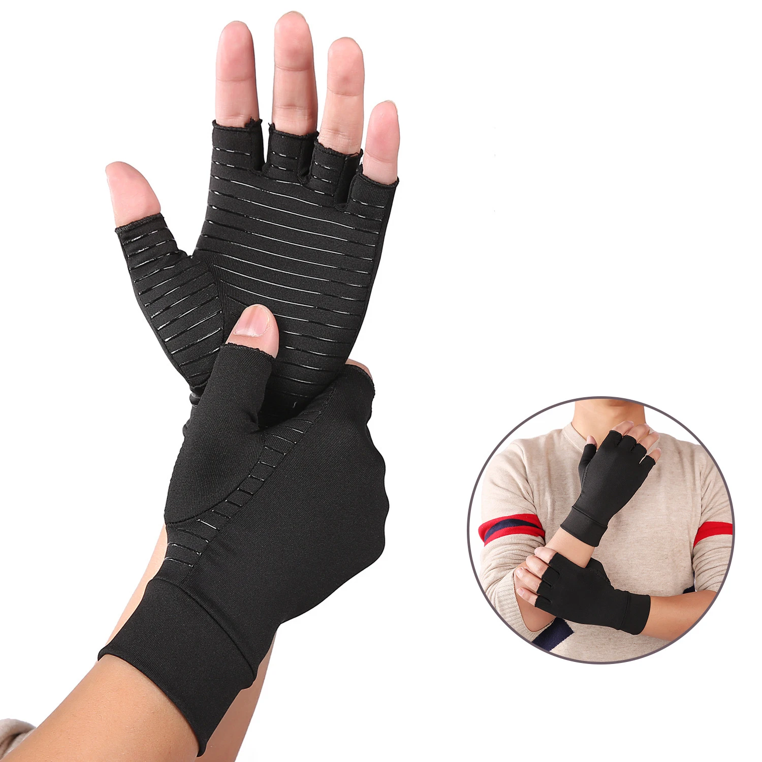 

Compression Arthritis Gloves with Non-Slip Silicone Gel Open Finger Gloves For Wrist Support Arthritic Joint Pain Relief