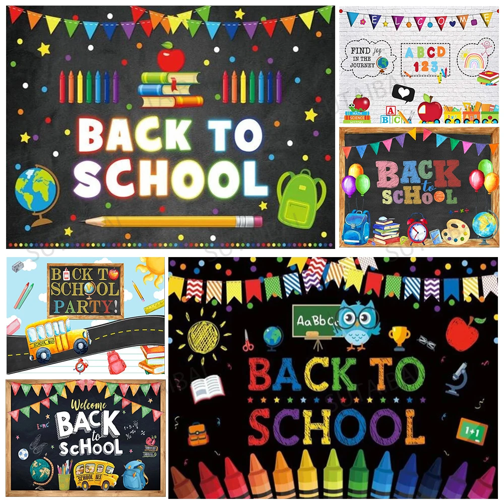 

Back To School Party Backdrop Kindergarten Student Children First Day of School Blackboard Photo Studio Background Photography
