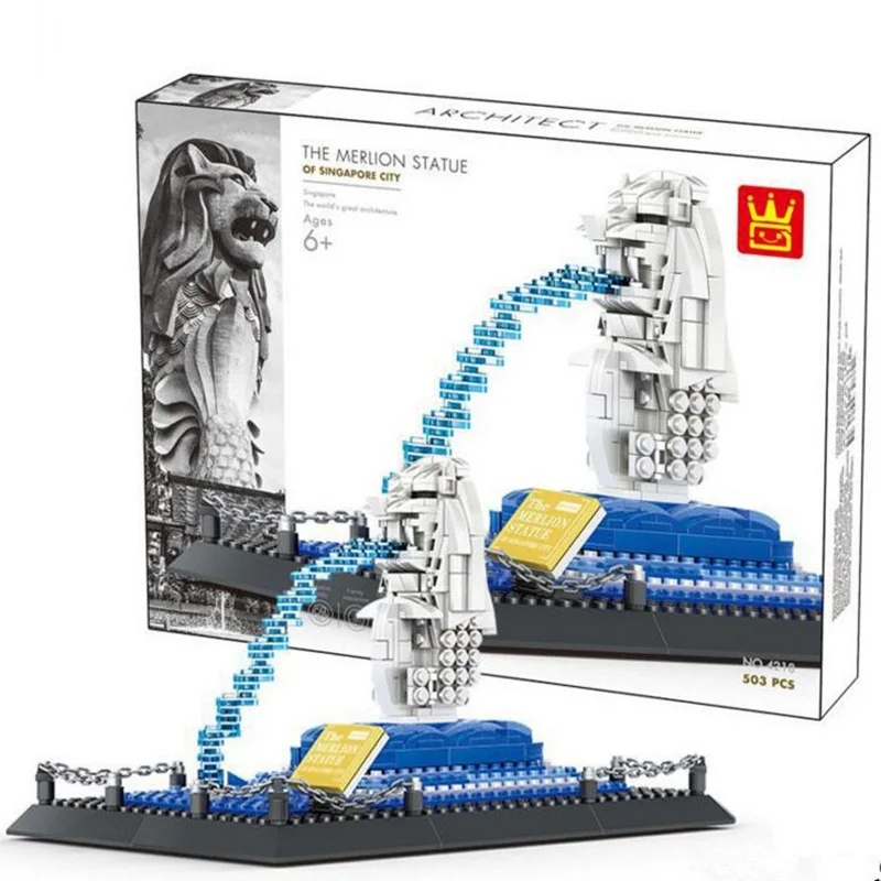 

Wange 4218 Creator Series The Merlion Model Building Blocks Set Classic Singapore Architecture House Toys For Children