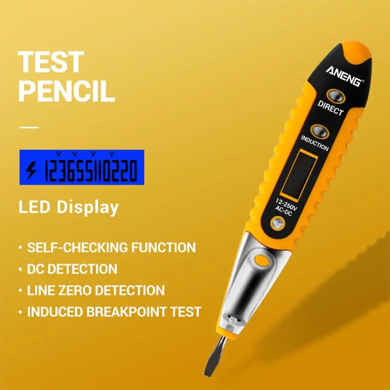 

Digital Test Pencil Multifunction AC DC 12-250V Voltage Tester Electrical Test Pencil Voltage Detector Test Pen