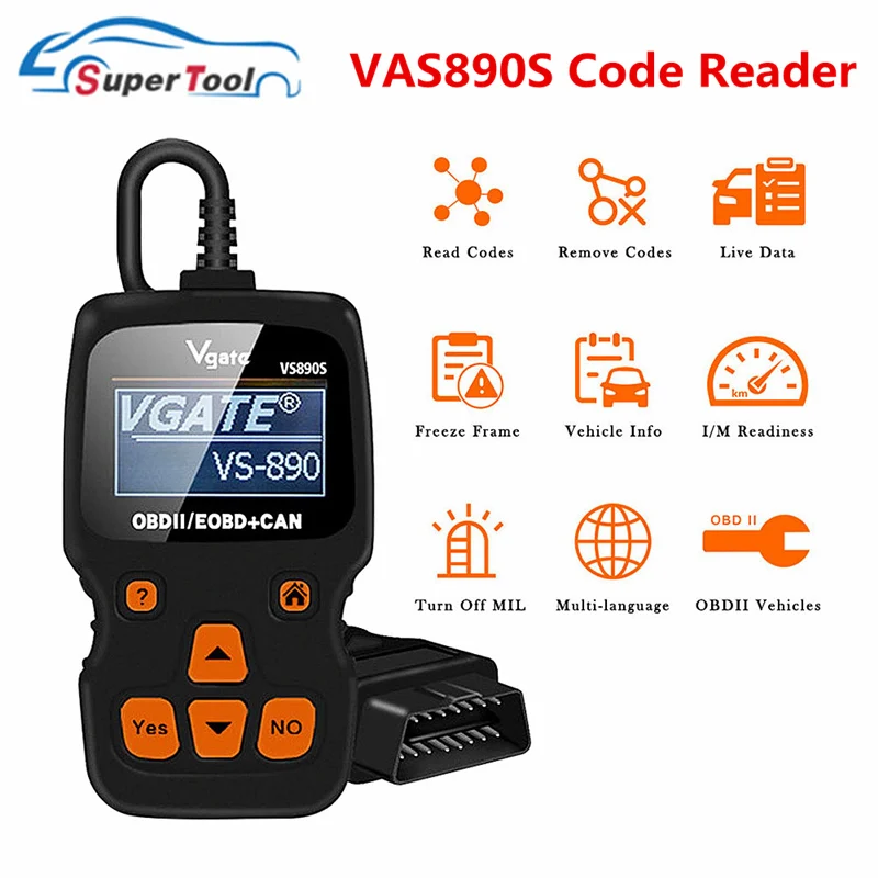 VAS890S OBD2 Vgate VS890 Автомобильный сканер кода Vgate VS890 OBD 2 автоматический диагностический сканер VS 890 Canbus мульти брендовые автомобили VS890 диагностический инструмент - Цвет: VAS890S