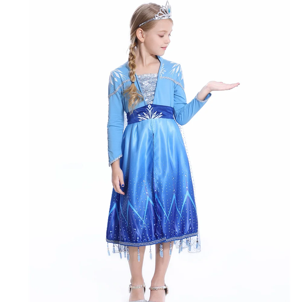 

new Snow Queen 2 White Girls Anna Elsa Princess Dress Costume Child Christmas Children Gowns Kids Holiday Dress Vestidos