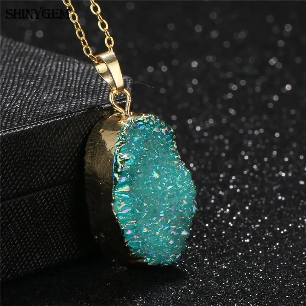 ShinyGem классический исцеляющий натуральный кристалл Druzy Подвески чакра камень