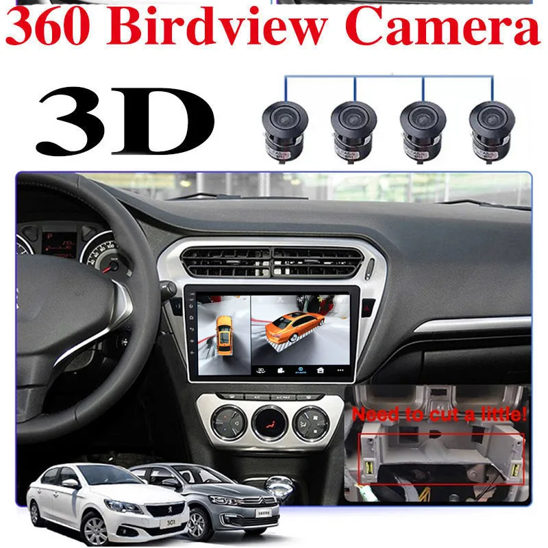 

CarPlay 360 BirdView 3D для Citroen C Elysee для Peugeot 301, Автомобильный мультимедийный GPS-радиоприемник, навигация, проигрыватель