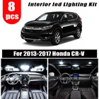 8 шт., белые светодиодные лампы для внутреннего освесветильник для 2013-2017 Honda CR-V CRV, купольная карта, лампа для номерного знака багажника, автомобильные аксессуары