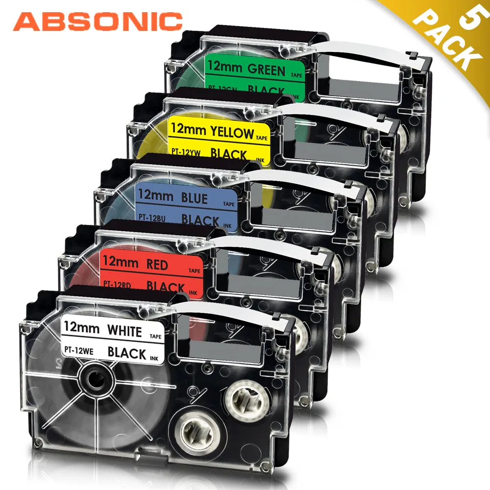 

Absonic 5PK смешанные Цвет комплект XR-12WE XR 12WE 12RD 12YW 12GN 12BU для объектива с оптическими зумом Casio 12 мм лента для маркировки RibbonCompatible для объектива с о...