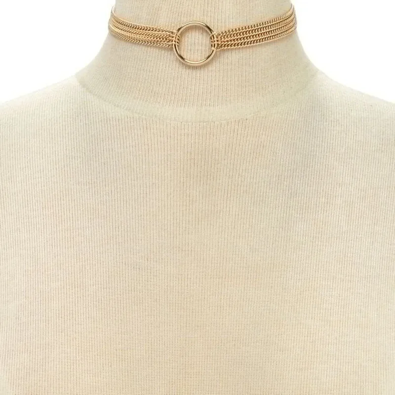 Fashion Jewelry Stainless Steel Circle Multi-layer DIY Necklace for Women Gold Color Chain Choker | Украшения и аксессуары
