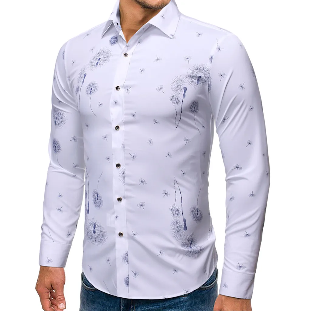 KANCOOLD Shirt regular casual men's shirt Men's New Style Fashion stamped Long Sleeve Printed Long-Sleeved Blouse Nov14 | Мужская