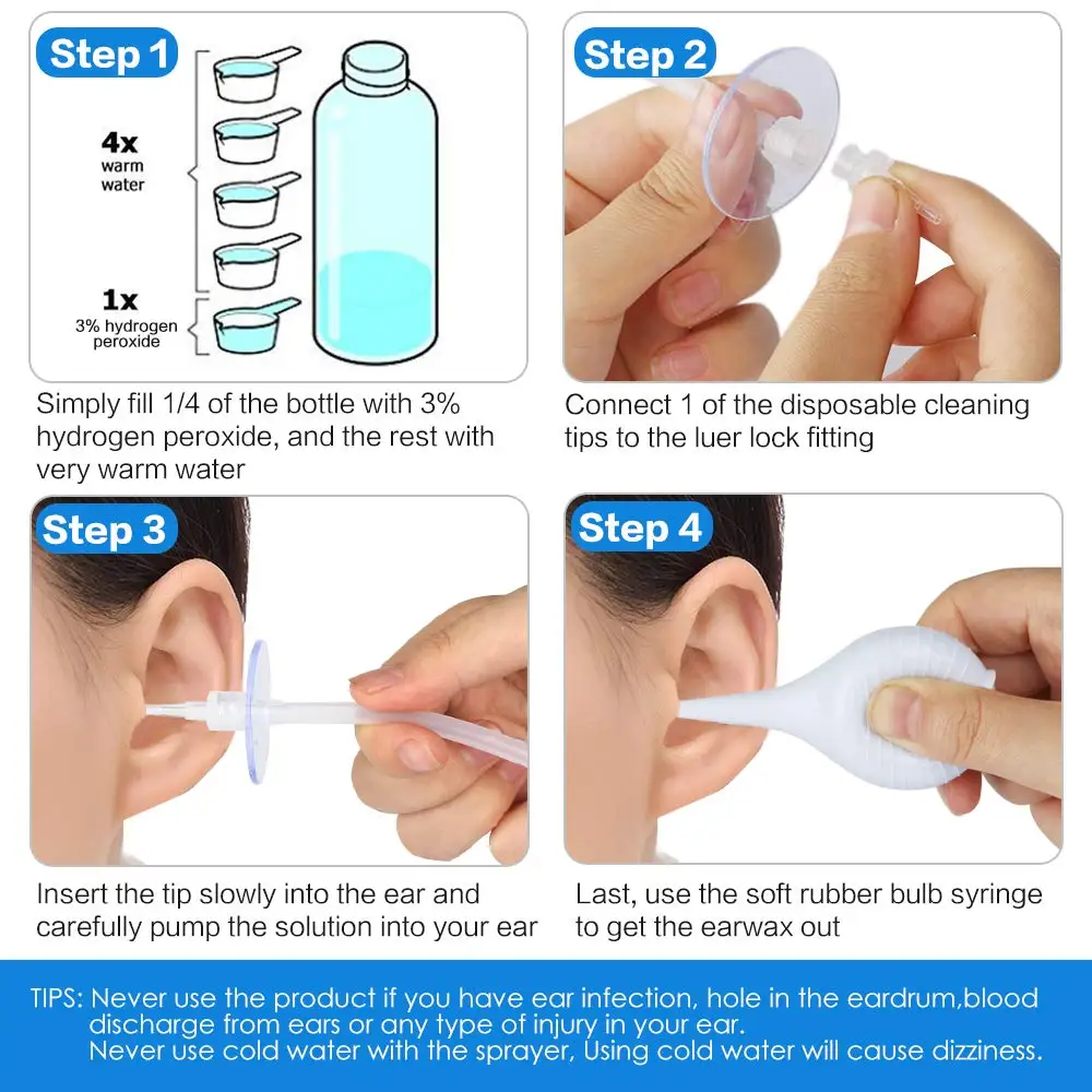 

Ear Irrigation Cleaning Kit Ear Wax Removal Kit With Ear Washing Syringe Squeeze Bulb Earwax Remover for Adults Kids Ear Care