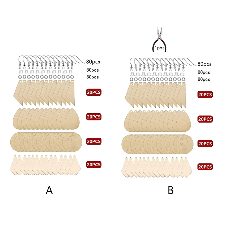 

Набор для изготовления сережек из натурального дерева, 80 шт.