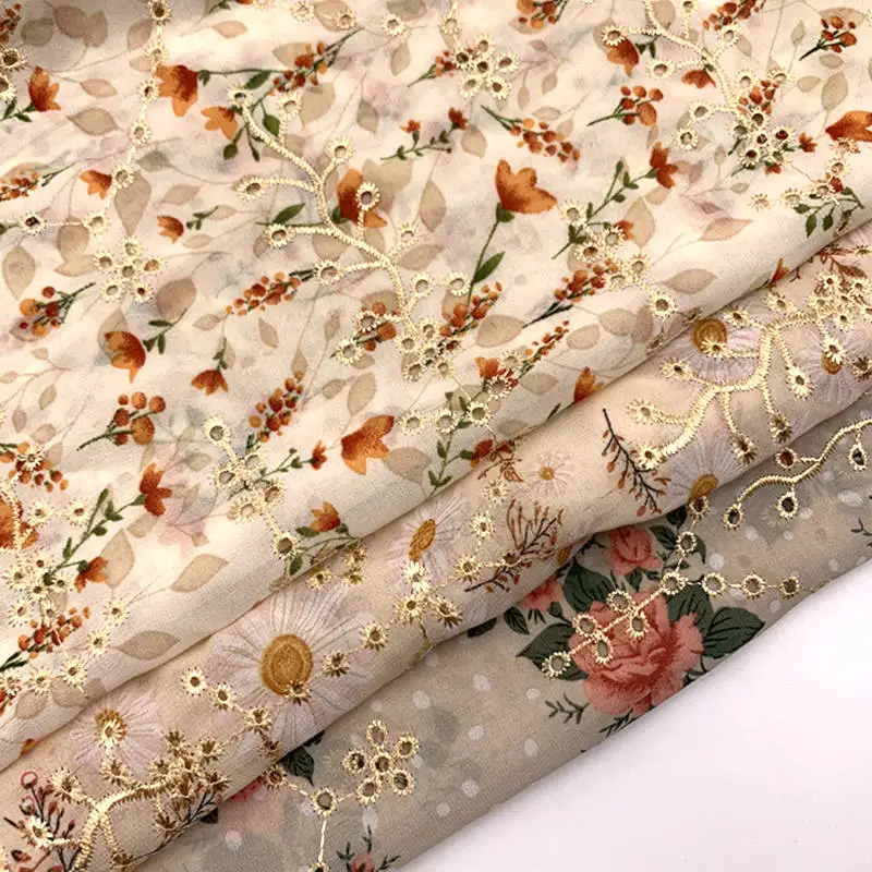 Exquisite bestickten chiffon stoff mit kleine floral bedruckte stoff nähen material für cheongsam high-end-kleidung – Detail 17