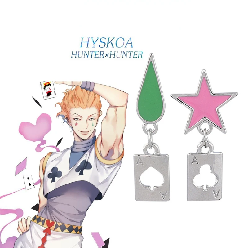

Wholesale 5 Pcs Janpanese Anime HUNTER X HUNTER Earrings Hisoka Stars Teardrop Poker Earring for Women Men Ear Jewelry Accessory