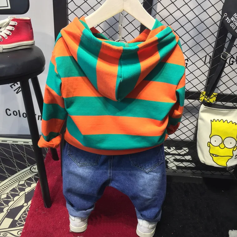 Весенне-осенняя Одежда для мальчиков с буквенным принтом спортивный костюм в