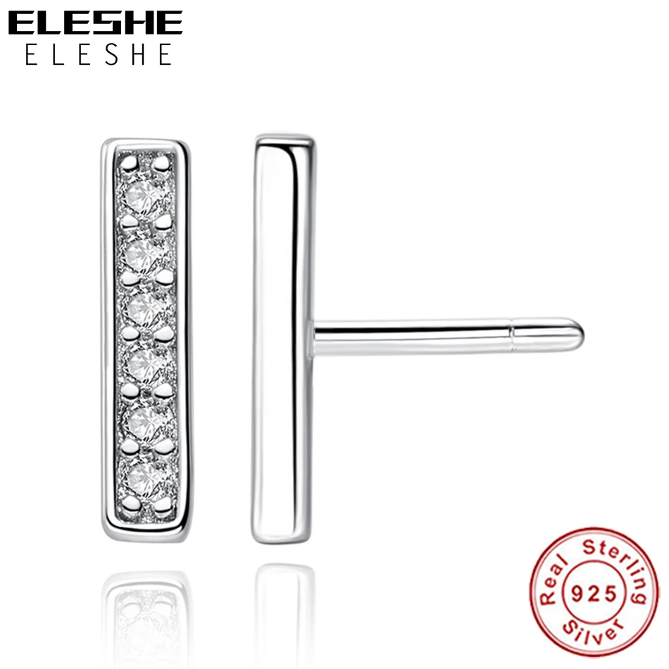 ELESHE, рождественский подарок, 925 пробы, серебряные серьги, Кристальный круг, круглый стержень, бесконечность, серьги-гвоздики в виде крыльев для женщин, вечерние ювелирные изделия
