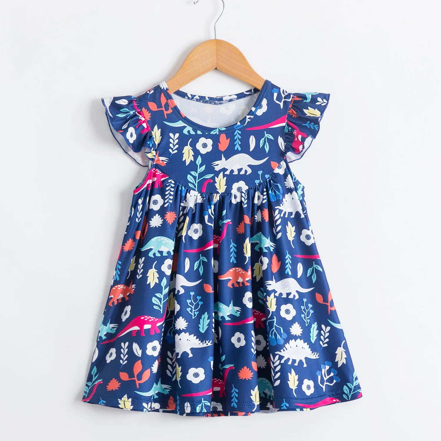 

Summer new girls short-sleeved dress 1-6 years old little girl pastoral leisure cartoon style cotton short-sleeved dress