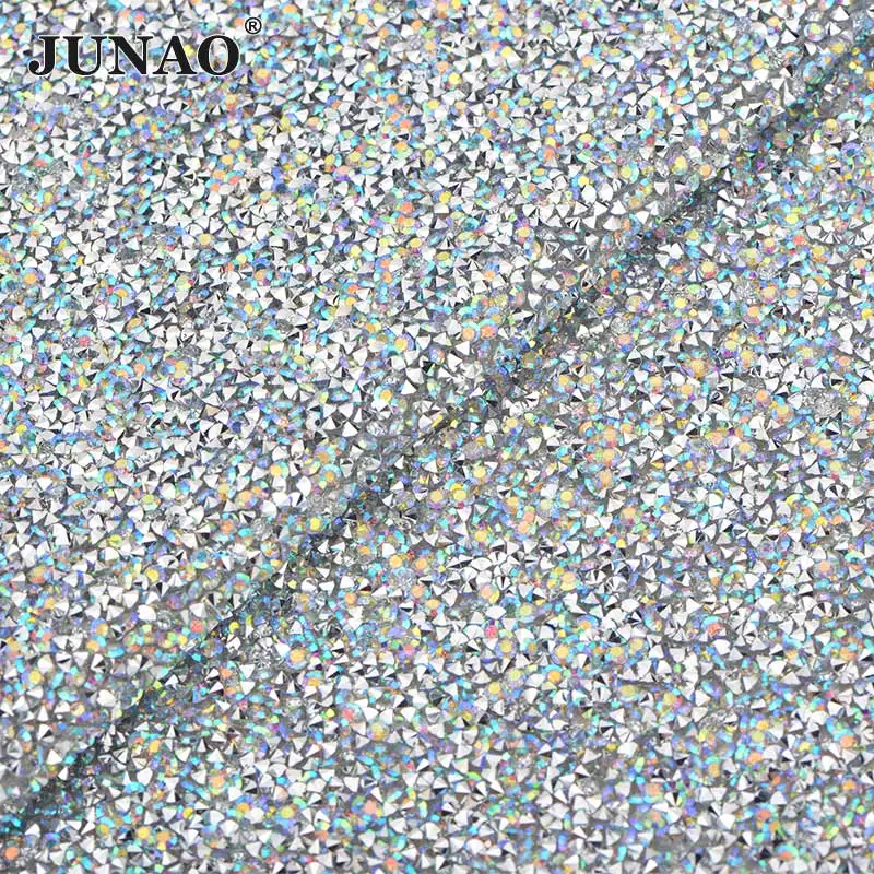JUNAO 24*40 см самоклеющиеся черные стразы, сетка, отделка, смола, кристалл, ткань, аппликация со стразами, лента для украшения - Цвет: Silver Crystal AB