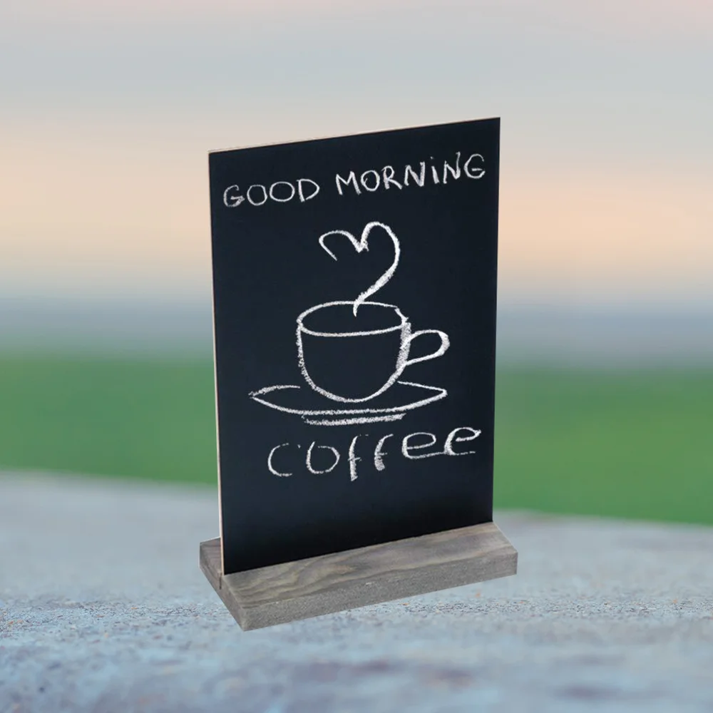 

22 x 15CM Message Board Display Sign Wooden Base Double-sided Price Tag Thicker Black Chalkboards Signs Memo Board (Black)