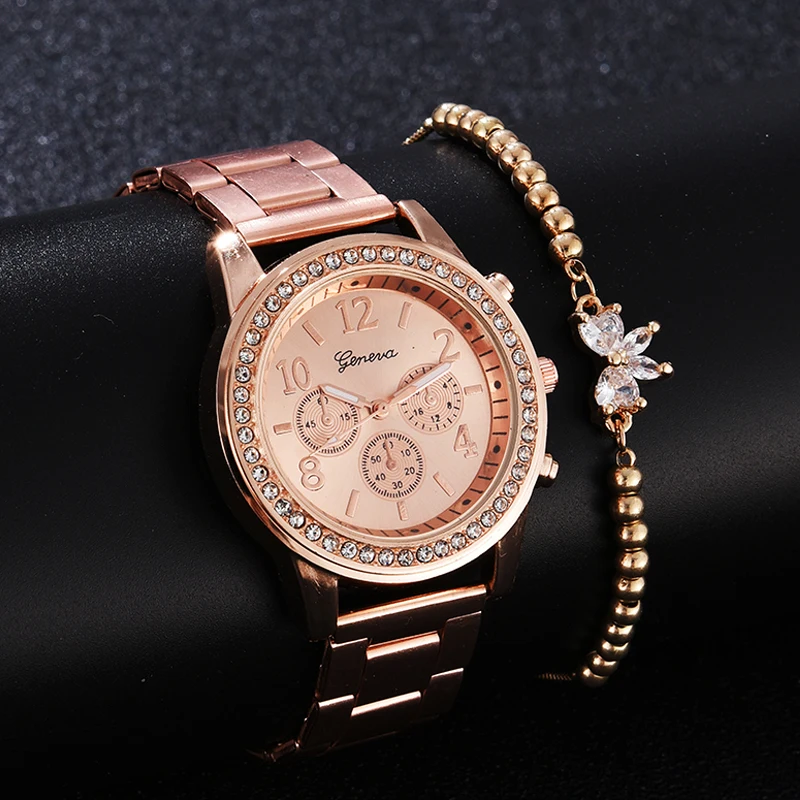 Бриллиантовые женские Элитный бренд часы Стразы Элегантные наручные золотые 3
