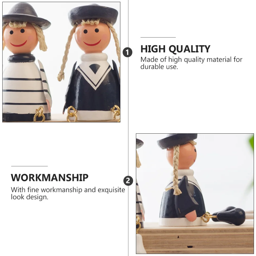 

2 Pairs Lovely Wooden Hanging Doll Creative Micro Landscape Doll Ornaments