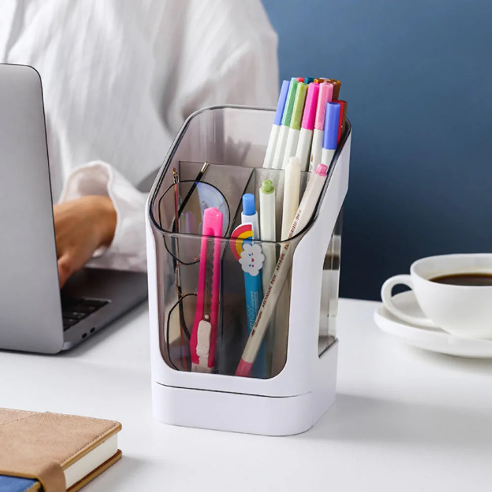 

Creative Desk Organizer Storage Holder Desktop Pencil Pen Holders Badge Box Stationery Office School Student Supplies