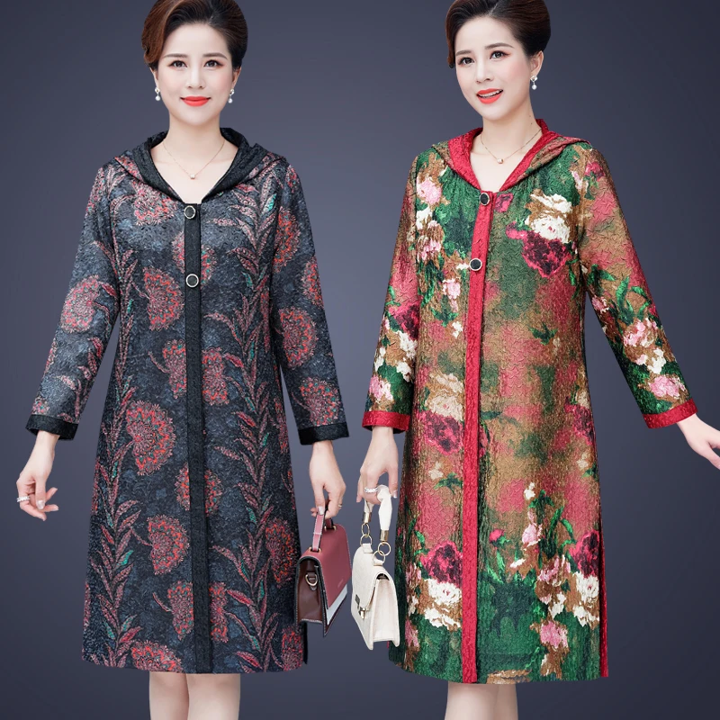 Весенняя женская куртка-бомбер в национальном стиле шелковое пальто с капюшоном