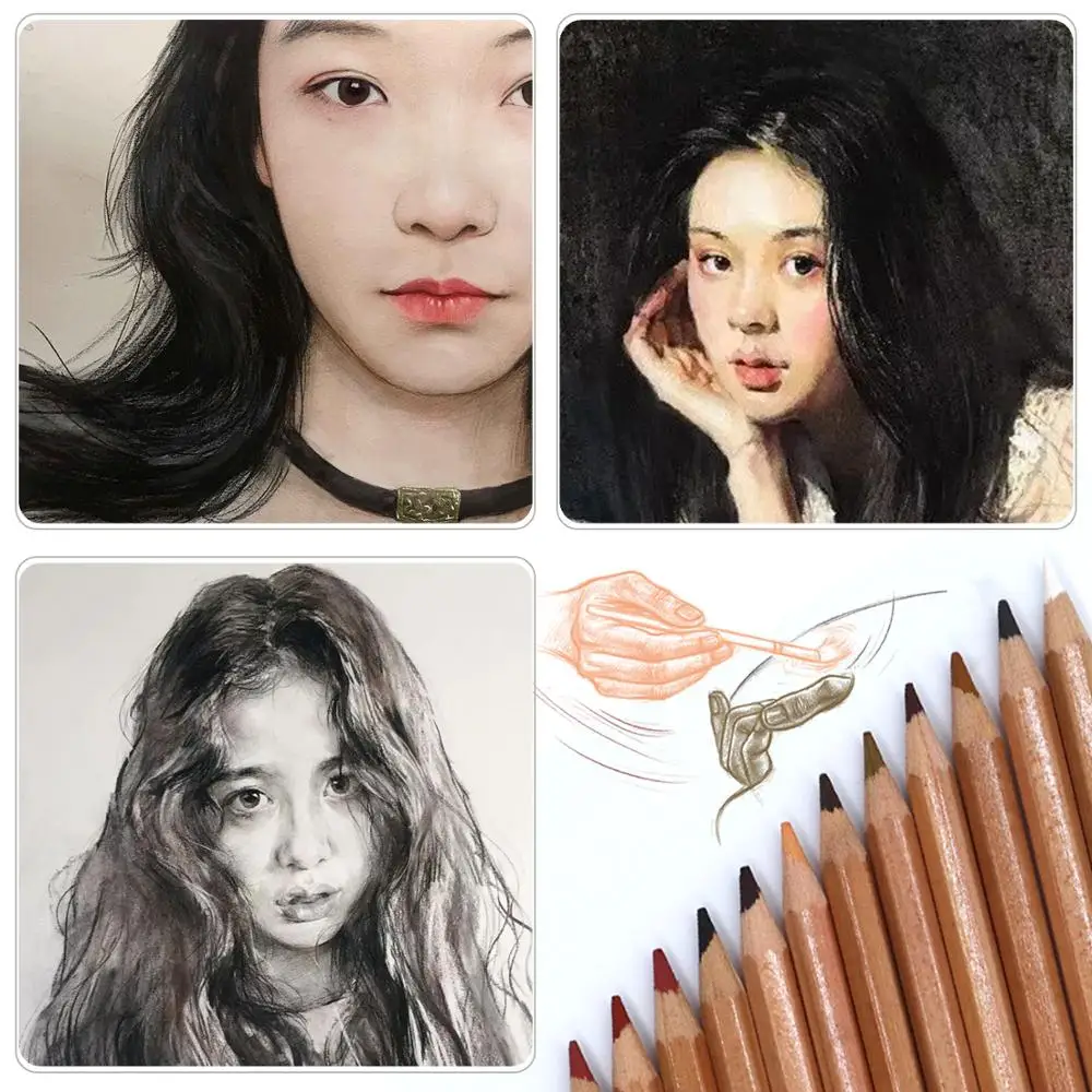 Профессиональный Мягкий пастельный карандаш набор из 12 шт. с древесным углем для