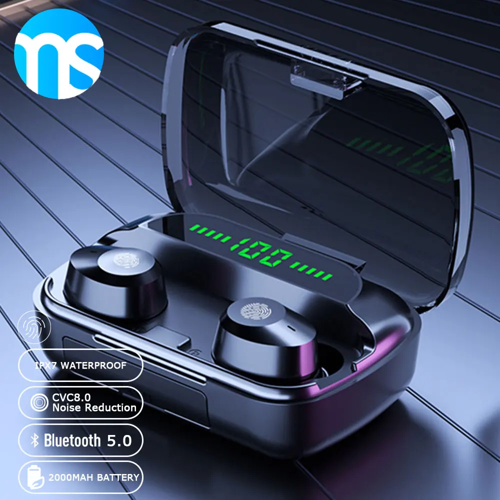 

Ms True Wireless Running Sweatproof Earphones Fitness Sport Headset With Mic Charging Box Gaming Headphone For Android Ios