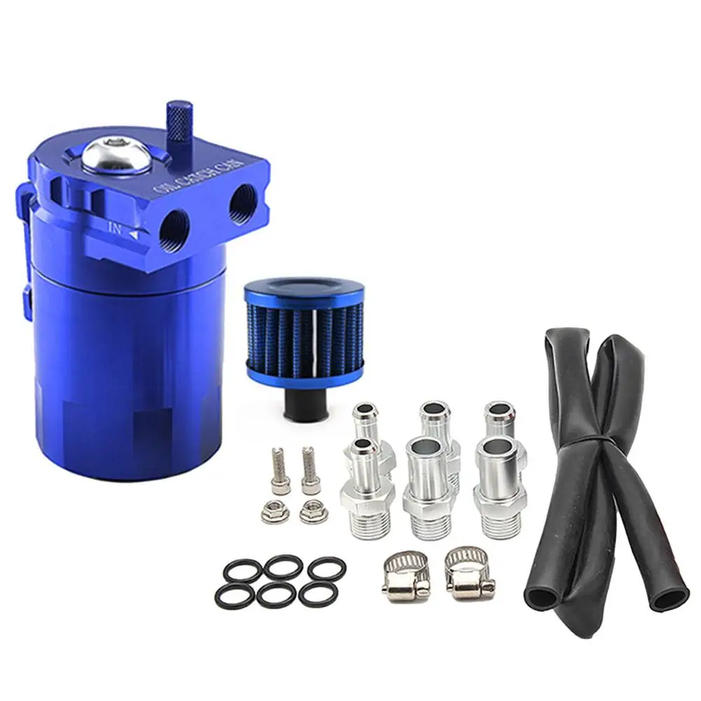 

300Ml Oil Catch Reservoir Breather Can Tank + Filter Kit Cylinder Aluminum Engine Plastic Car Accessories