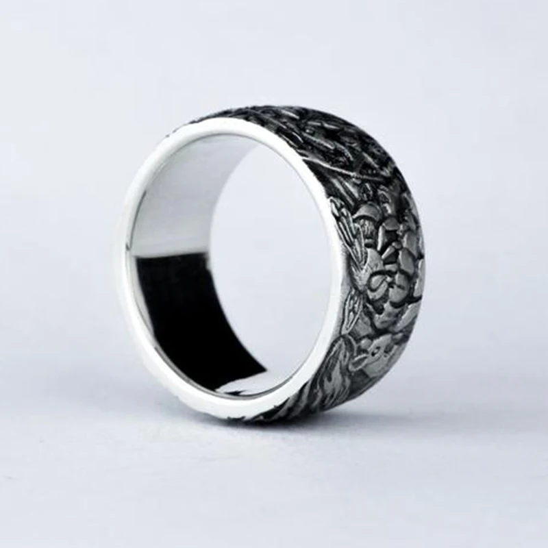 

Gothic Retro Rings For Men Do Old Silver Color Unique Cat And Mouse Leaf Vintage Punk Man Ring Fashion Handwork Jewelry 40M795