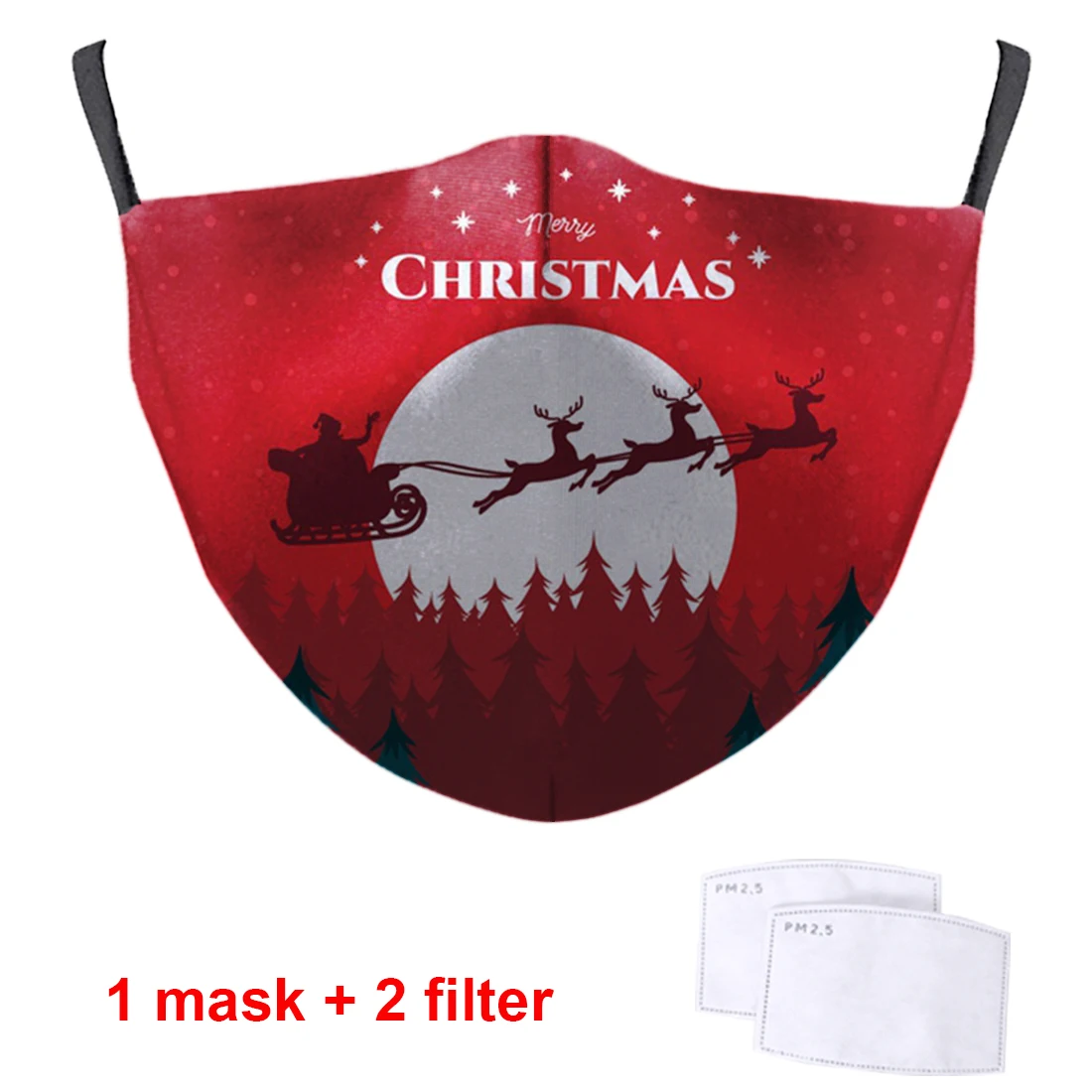 

Merry Christmas Print 3D Face Masks Washable Dustproof Adult PM2.5 Activated Carbon Filter Paper Mask Soft Anti Haze mascarilla