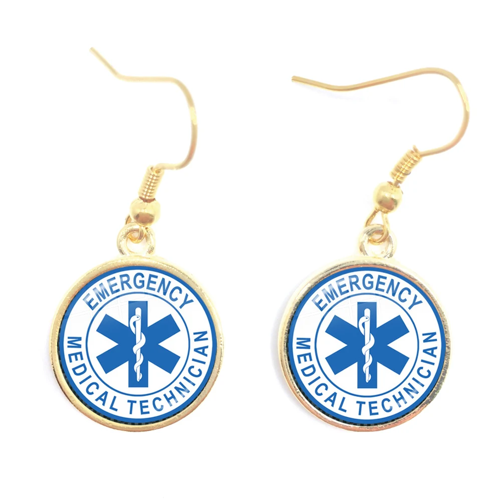 Аварийный медицинский техник логотип парамедика висячие серьги стеклянный