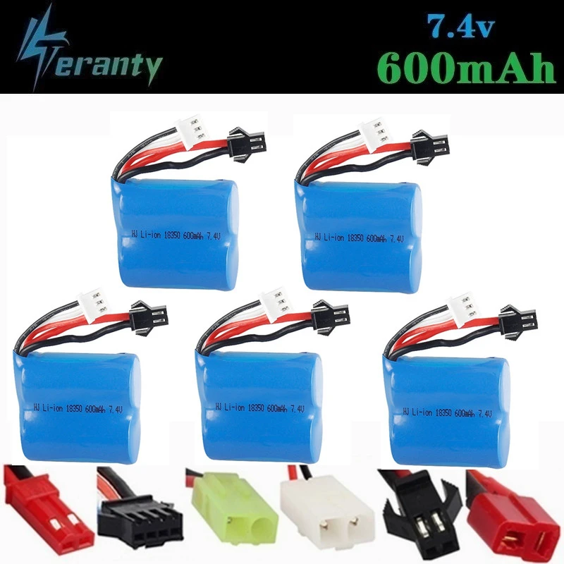 

7.4V 600mAh 18350 Li-ion Battery for Skytech H100 H102 High Speed Rc Racing Boat for JJ RC S1 S2 S3 S4 S5 Battery 1pcs/2pcs/5pcs