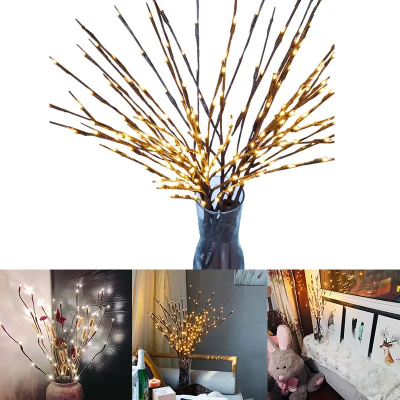 Светодиодный светильник ветка ивы с цветами 20 светодиодных ламп вечерние лампы