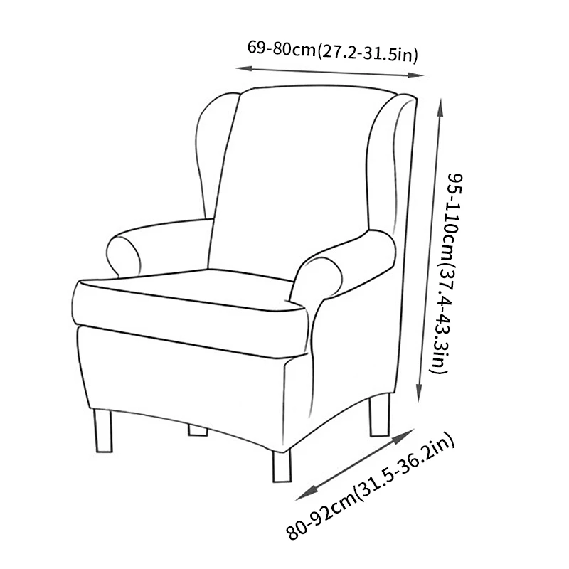 

Small Jacquard Wing Back Chair Cover Stretch Floral Sofa Armchair Slipcover Washable Relax Wing Chair Furniture Protector Covers