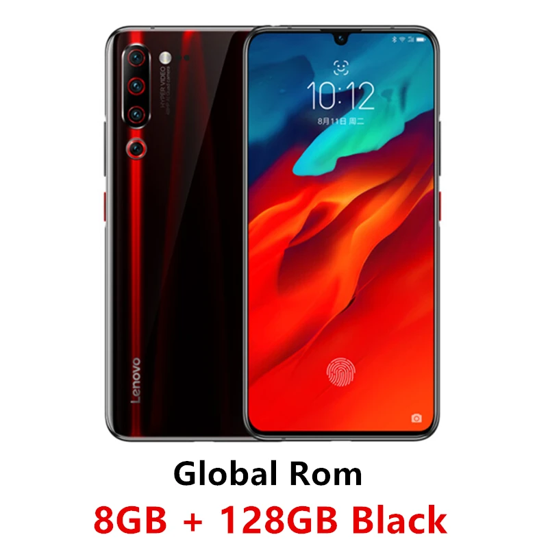 Lenovo Z6 Pro Snapdragon 855 с глобальной прошивкой, Android P ZUI 11, 4G, LTE, экран 6,39 дюйма, отпечаток пальца, 4 камеры, 4000 мА/ч, для распознавания лица - Цвет: 8GB 128GB Black
