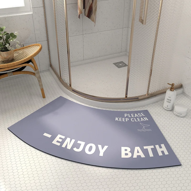 modern simplicity bath mats bathroom entrance door mat diatom mud arc fan shaped non slip water absorption floor rug carpet free global shipping