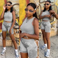 womens two piece suit 2021 summer womens clothing fashion personality trend stitching casual sports suit two piece suit